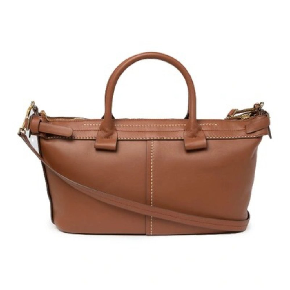 Theory T Bar Ames Leather Handbag Satchel Crossbody Purse Shoulder Bag Weekender - Picture 3 of 13